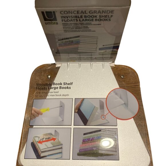 Umbra Conceal, Sturdy Metal Floating Bookshelf for Wall, Silver, Small, Set of 3 - Picture 3 of 5